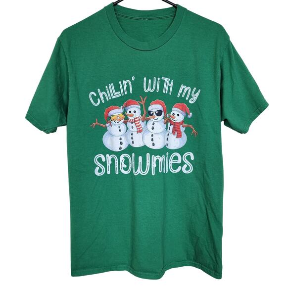 Christmas Chillin With My Snowmies Small Graphic Tee Shirt - Picture 1 of 3